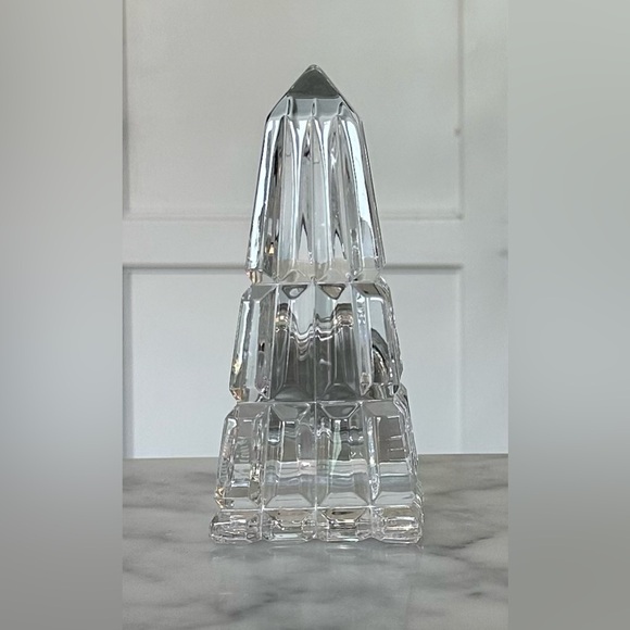 Waterford Cut Crystal Obelisk Pyramid Desk Clock - VINTAGE - Picture 12 of 15